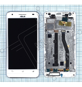 Дисплей для Asus ZenFone Go T500, белый с рамкой