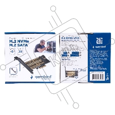 Адаптер для двух SSD M.2 (NVMe+SATA) в разъем PCI-e Gembird MF-PCIE-NVME-SATA, коробка