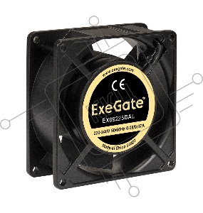 Вентилятор 220В ExeGate EX289003RUS EX09225BAL (92x92x25 мм, 2-Ball (двойной шарикоподшипник), подводящий провод 30 см, 2600RPM, 35dBA)