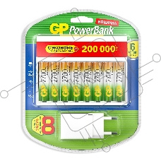 Аккумулятор + зарядное устройство GP PowerBank 270AAHC/CPBXL-2CR8 AA NiMH 2700mAh (8шт) блистер