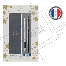 Набор ручек Parker Jotter Core FK61 (CW2093258) Stainless Steel CT сталь нержавеющая, подарочная коробка ручка перьевая, ручка шариковая