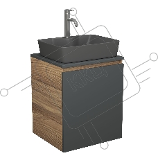 Тумба Bau Dream Blackwood 50 графит, раковина BAU Cerama 48х37 темно-серая матовая, смеситель Hotel Dream, нерж. сталь