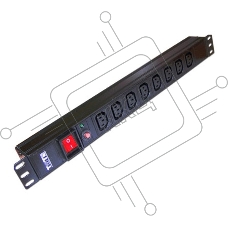 Блок распределения питания Lanmaster TWT-PDU19-10A8C3 гор.размещ. 8xC13 базовые 10A C14