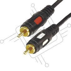 Шнур 2 RCA - 2 RCA, длина 5 метров, черный (GOLD) Rexant