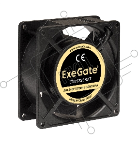 Вентилятор 220В ExeGate EX289004RUS EX09225BAT (92x92x25 мм, 2-Ball (двойной шарикоподшипник), клеммы, 2600RPM, 35dBA)