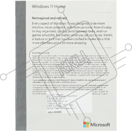 Операционная система Microsoft Windows 11 Home FPP 64-bit Eng Int USB (HAJ-00090)