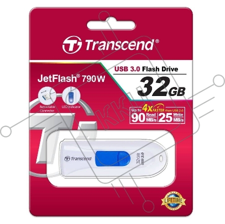 Флеш Диск Transcend USB Drive 32Gb JetFlash 790 TS32GJF790W {USB 3.0}