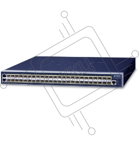 Коммутатор PLANET L3 46-Port 100/1000BASE-X SFP + 2-Port Gigabit TP/SFP combo + 4-Port 10G SFP+ Managed Switch W/ 48V Redundant Power (AC+DC Power Redundant, Cybersecurity features, Hardware Layer3 OSPFv2 and IPv4/IPv6 Static Routing