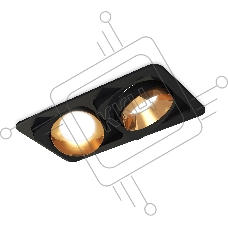 Комплект встраиваемого светильника Ambrella light XC7664024 SBK/PYG черный песок/золото желтое полированное MR16 GU5.3 (C7664, N7034)