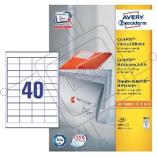 Этикетки самоклеящиеся Avery Zweckform 3657 A4, 48.5x25.4 мм, 40 шт, универсальная, 70 г/м2, 100 л, покрытие матовое, белый