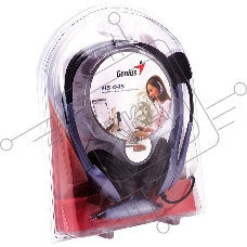 Проводная гарнитура Genius HS-04S (крепление - оголовье, накладные наушники, разъем mini jack 3.5 мм, фиксированное крепление микрофона.) Цвет сиреневый.