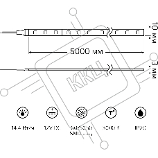 Лента Gauss LED Elementary 5050/60-SMD 14.4W 12V DC теплый белый IP20 (ZIP Bag 5м)