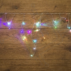 NEON-NIGHT (255-009) Гирлянда Айсикл (бахрома) светодиодный, 1,8 х 0,5 м, прозрачный провод, 230 В, диоды RGB