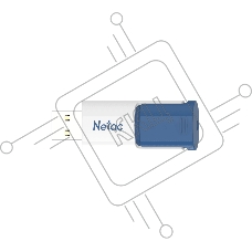 Флеш диск Netac U182 Blue 64Gb <NT03U182N-064G-30BL>, USB3.0, сдвижной корпус, пластиковая бело-синяя