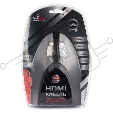 Кабель HDMI Cablexpert, серия Platinum, 4,5 м, v2.0, M/M, плоский, позол.разъемы, металлический корпус, нейлоновая оплетка, блистер