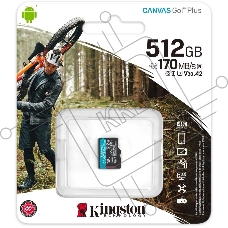 Флеш карта Kingston microSD 512GB microSDXC Class 10 UHS-I U3 V30 Canvas Go Plus 170MB/s