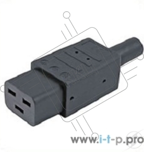 Разъемы для силового кабеля Hyperline CON-IEC320C19 Разъем IEC 60320 C19 220В 16A на кабель, контакты на винтах (плоские контакты внутри разъема), прямой