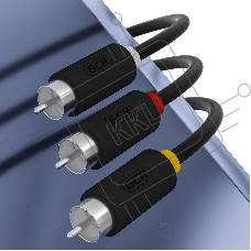 Кабель GCR-переходник 1.0m аудио jack 3,5mm / 3 х RCA, черный