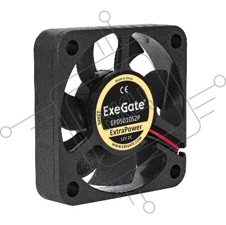 Вентилятор 12В DC ExeGate ExtraPower EP05010S2P (50x50x10 мм, Sleeve bearing (подшипник скольжения), 2pin, 6500RPM, 36dBA)