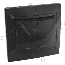 Выключатель 2 кл. с подсветкой скрытой установки 10А 250В IP20, черный (керамика) 