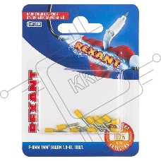 Наконечник штыревой втулочный REXANT изолированный, F-8 мм, 1 мм², НШВи 1.0-8 / Е 1,0-8 / E1008, желтый, в упак. 10 шт.