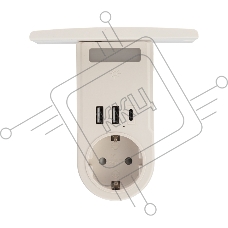 Адаптер USB (2хUSB-A + USB-С) + розетка 220-250В с подсветкой и подставкой для телефона Rexant