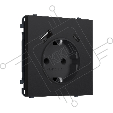 Комплект механизма электрической розетки SIGMA Черный Мягкое касание 2USB A+C 20W (быст. зар.) с/з с/ш 16A-250V QUANT PRO (SP9900, PR160)