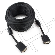Кабель VGA Premium Cablexpert CC-PPVGA-15M-B, 15M/15M, 15м, черный, тройной экран, феррит.кольца, пакет