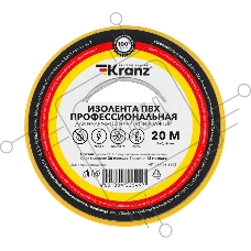 Изолента ПВХ KRANZ профессиональная, 0.18х19 мм, 20 м, желтая (10 шт./уп.)