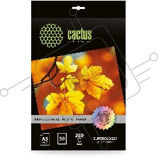 Фотобумага Cactus Prof CS-HGA526050 A5/260г/м2/50л./белый глянцевое для струйной печати
