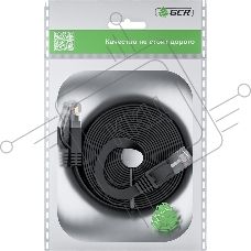 Патч-корд GCR  PROF плоский прямой 2.0m, UTP медь кат.6, черный, 30 AWG, ethernet high speed 10 Гбит/с, RJ45, T568B, GCR-52861