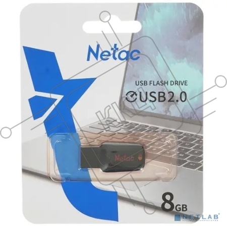 Флеш Диск Netac U197 8Gb <NT03U197N-008G-20BK>, USB2.0, пластиковая, черная