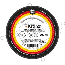 Изолента ПВХ KRANZ 0.13х19 мм, 25 м, черная (5 шт./уп.)