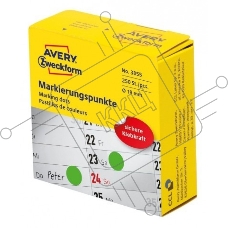Этикетки самоклеящися Avery Zweckform 3855 19 мм, 250 шт, универсальная, 70 г/м2, зеленый (упак.:1рул)