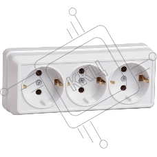 Розетка Iek ERO31-K01-16-DC РС23-3-ОБ 3местн. с з/к 16А откр.уст. ОКТАВА (белый)