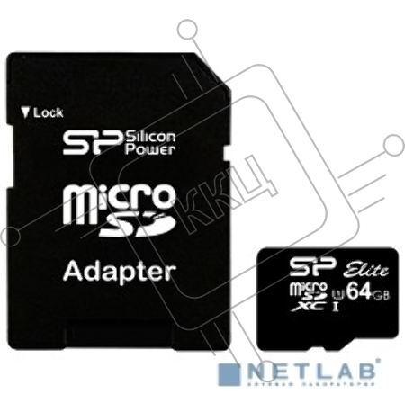 Флеш карта microSDXC 64Gb Class10 Silicon Power SP064GBSTXBU1V10-SP + adapter