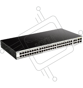 Коммутатор D-Link DGS-1210-52/FL1A, L2 Managed Switch with 48 10/100/1000Base-T ports and 4 100/1000Base-T/SFP combo-ports.16K Mac address, 802.3x Flow Control, 256 of 802.1Q VLAN, VID range 1-4094, 802.1p Prio