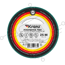 Изолента ПВХ KRANZ 0.13х19 мм, 25 м, зеленая (5 шт./уп.)