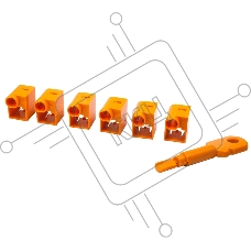 Комплект блокираторов коннектора RJ-45 (6 шт.) + ключ, оранжевый