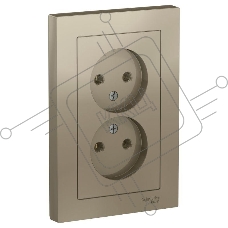 Розетка 2-м ATLAS DESIGN без заземл. 16А в сборе шампань SchE ATN000520