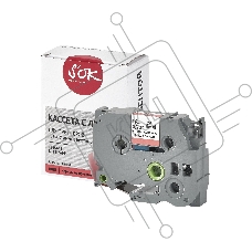 Кассета с лентой S'OK by Sakura Printing TZES441 для Brother,  черный на красном, 18мм/8м , наклейка