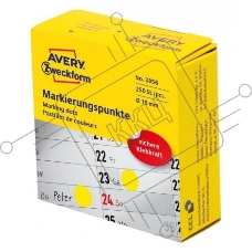 Этикетки самоклеящиеся Avery Zweckform 3856 диаметр 19 мм, 250 шт, универсальная, 70 г/м2, желтый (упак.:1рул)