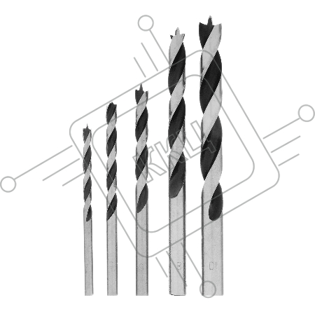 Набор сверл MATRIX по дереву, 4-5-6-8-10 мм 5шт цилиндр, хвостовик, пластиковый 70281