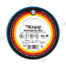 Изолента ПВХ KRANZ 0.13х15 мм, 25 м, синяя (5 шт./уп.)