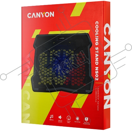 Охлаждающая подставка для ноутбука  CANYON Cooling stand single fan with 2x2.0 USB hub, support up to 10”-15.6” laptop, ABS plastic and iron, Fans dimension:125*125*15mm(1pc), DC 5V, fan speed: 800-1000RPM, size:340*265*30mm, 406g