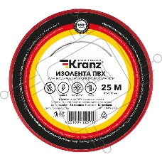 Изолента ПВХ KRANZ 0.13х15 мм, 25 м, красная (5 шт./уп.)