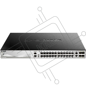 Управляемый стекируемый коммутатор D-Link DGS-3130-30PS/B1A PROJ 3 уровня с 24 портами 10/100/1000Base-T, 2 портами 10GBase-T и 4 портами 10GBase-X SFP+ (24 порта с поддержкой PoE (30 Вт)