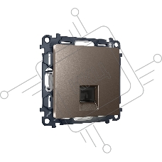 Комплект мех-ма компьютерной розетки RJ-45 экранированной с автоматической защитной шторкой ALFA Темная бронза матовый QUANT (AP6420, VM185) MA642005