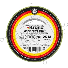 Изолента ПВХ KRANZ 0.13х15 мм, 25 м, желто-зеленая (5 шт./уп.)