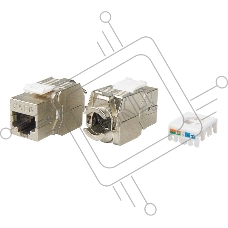 Hyperline KJ8-8P8C-C6-180-TLS-SH-F-WH Вставка Keystone Jack RJ-45(8P8C), категория 6, экранированная, тип 180 градусов, Toolless, белая